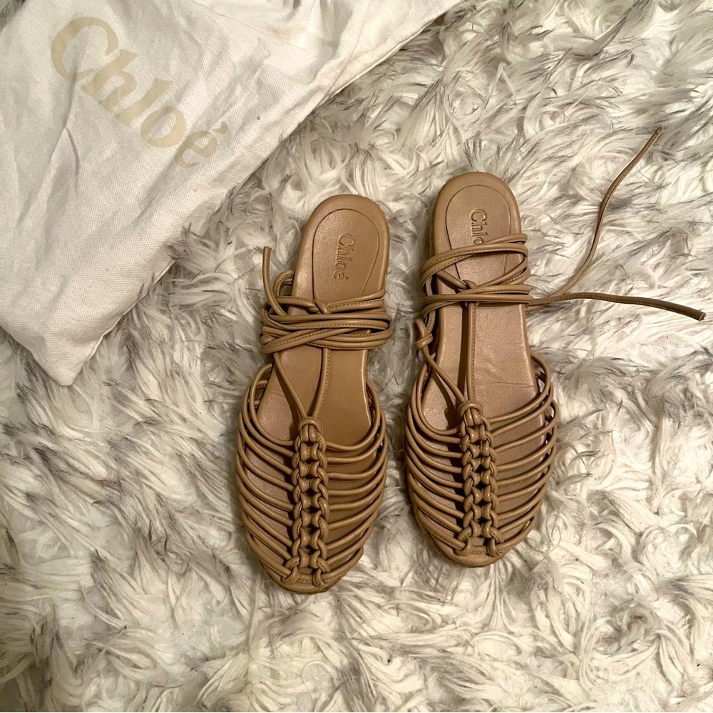Chloe lace up leather espadrille sandals